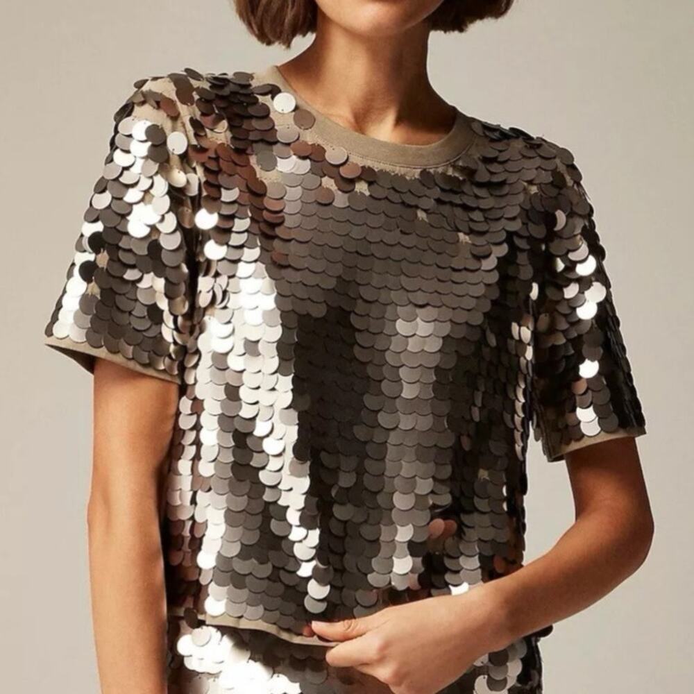 J. Crew Collection Disc Sequin Tee Medium Crewneck